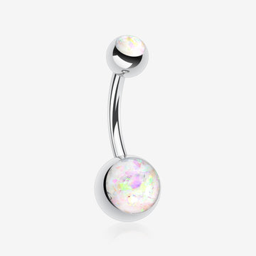 Opal Sparkle Shower Basic Belly Button Ring-White